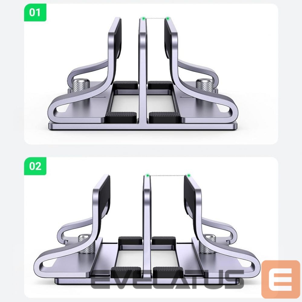 Laadija Ugreen Ugreen LP258 Vertical Stand for 2 Devices Aluminum for Laptop Tablet - Silver