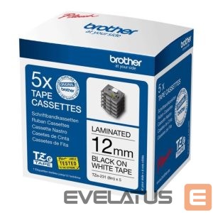 Tarvikud ja tarvikud Brother  TZE231M5 | Black on white | Laminated tape | 1.2 cm x 8 m 