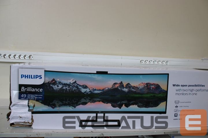 Монитор Philips SALE OUT. 499P9H/00 48,8" (124 cm) VA/32:9, 5120 x 1440, 450 cd/m2/ HDMI, USB/ Black, DAMAGED PACKAGING | SuperWide curved LCD display | 499P9H/00 | 48.8 " | VA | Dual QHD | 32:9 | 70 Hz | 5 ms | 5120 x 1440 pixels | 450 cd/m² | Headphone out | HDMI ports quantity 2 | Black | DAMAGED PACKAGING