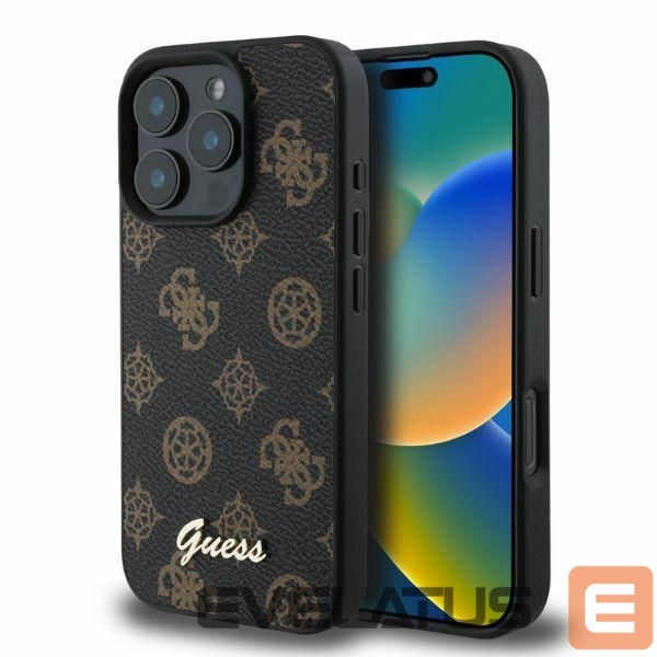 Back panel cover Guess Guess Peony Script MagSafe iPhone 16 Pro Case - Black