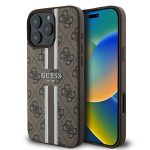 Kitas telefono priedas Guess  Guess 4G Printed Stripes MagSafe iPhone 16 Pro Case - Brown 