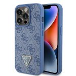 Aizmugurējais vāciņš Guess  Guess GUHCP15LP4TDPB iPhone 15 Pro 6.1" blue/blue hardcase Leather 4G Triangle Strass 
